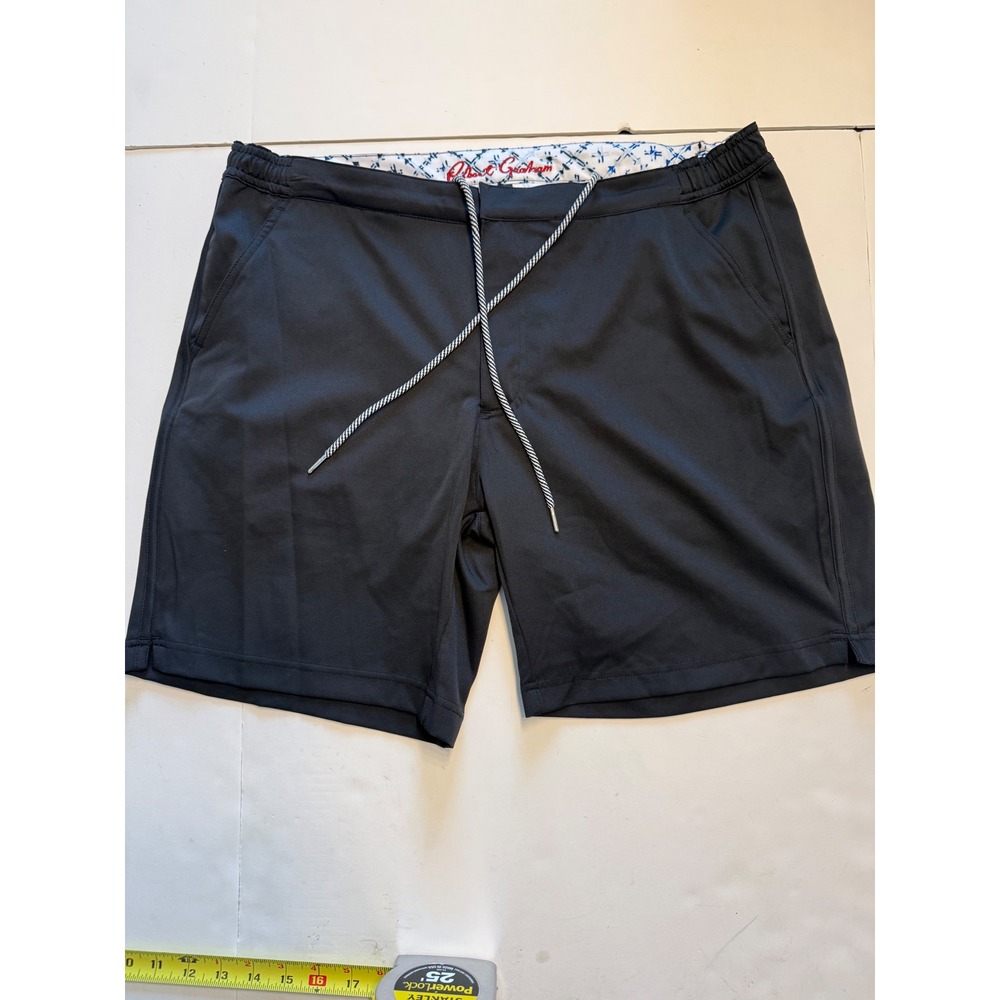Robert Graham Mens Jet Black Performance Shorts SMRG111 Drawstring Size M NWT